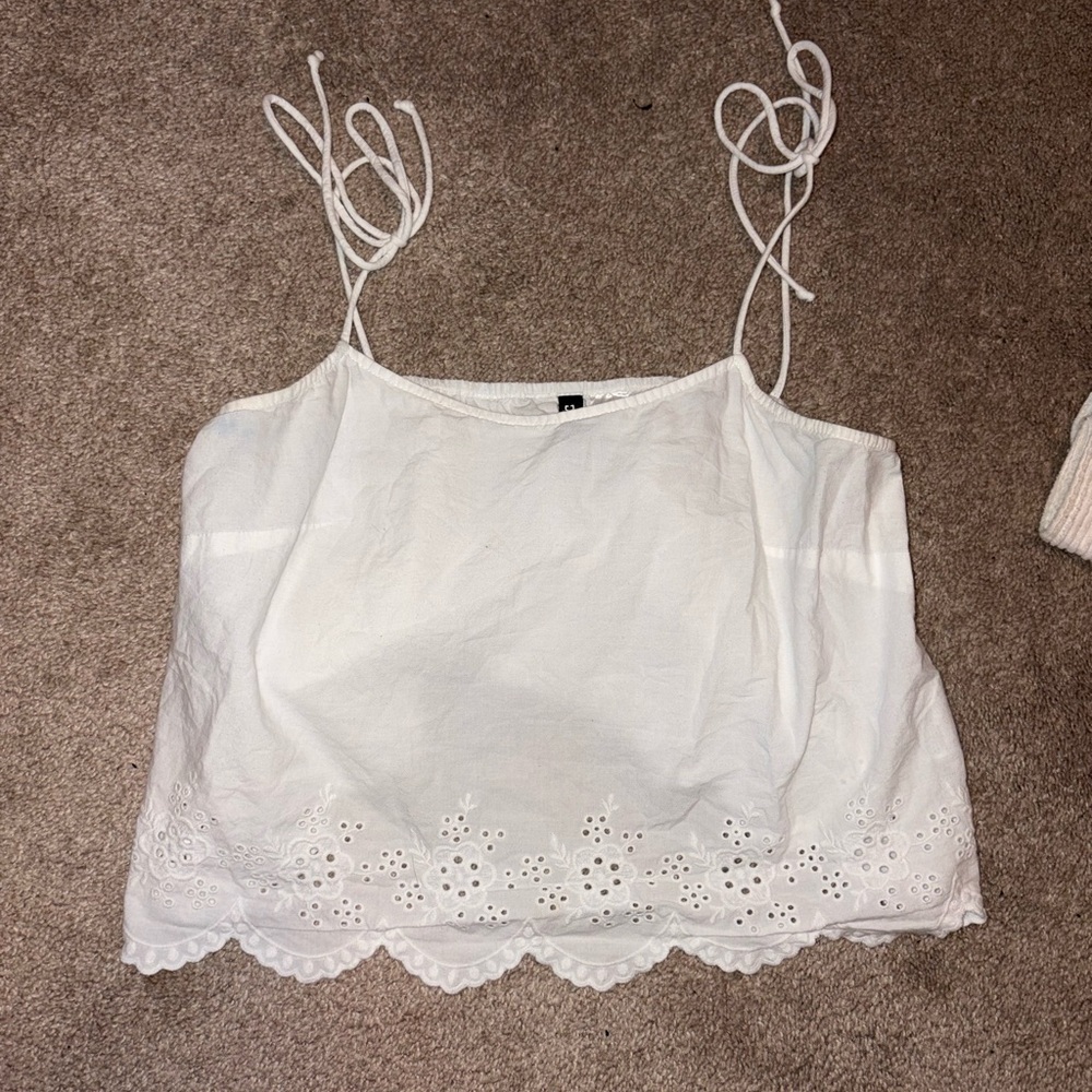 H&M White Lace Trim Camisole